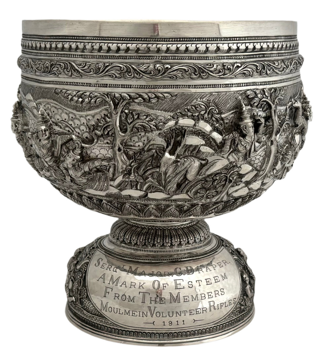 Moulmein Volunteer Rifles, British Burmese Army, Silver Trophy Bowl. 17.3 troy ounces.