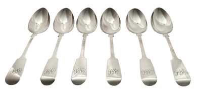 Six Early Victorian Silver Tablespoons. Newcastle 1838 Thomas Watson. 13.2 troy ounces.