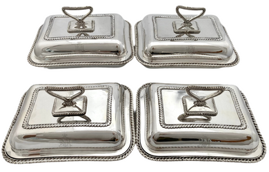 George III Set of Four Armorial Old Sheffield Plate Entree Dishes for Edmeades. Circa 1810 - 1820.