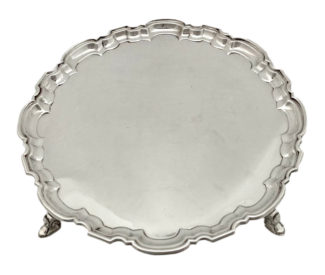 Silver Plated Pie Crust Rim Salver by Mappin & Webb.