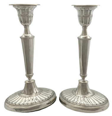 Edwardian Pair of Silver Candlesticks. London 1903 Charles & George Asprey.