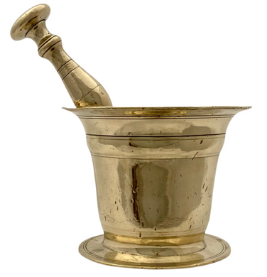 Early 18th Century Brass Mortar and Pestle.