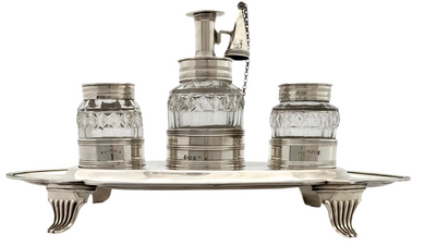 George III Silver Inkstand. London 1799 -1801, John Emes. 14.9 troy ounces.