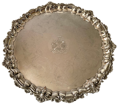 Substantial George IV Old Sheffield Plate Salver, Arms of Little & Keen. Matthew Boulton, circa 1820.