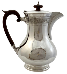 Elizabeth II Silver Hot Water Jug. Sheffield 1952 Walker & Hall. 20.3 troy ounces.