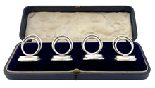 Edwardian Cased Set of Silver Place Card Holders. Chester 1910 Sampson Mordan & Co.