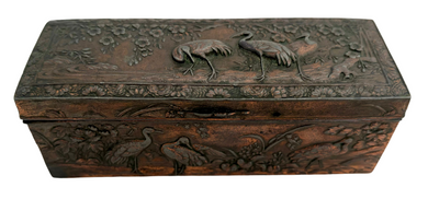 A 19th Century Relief Detail Naturalistic Copper Box, circa 1870 - 1890.