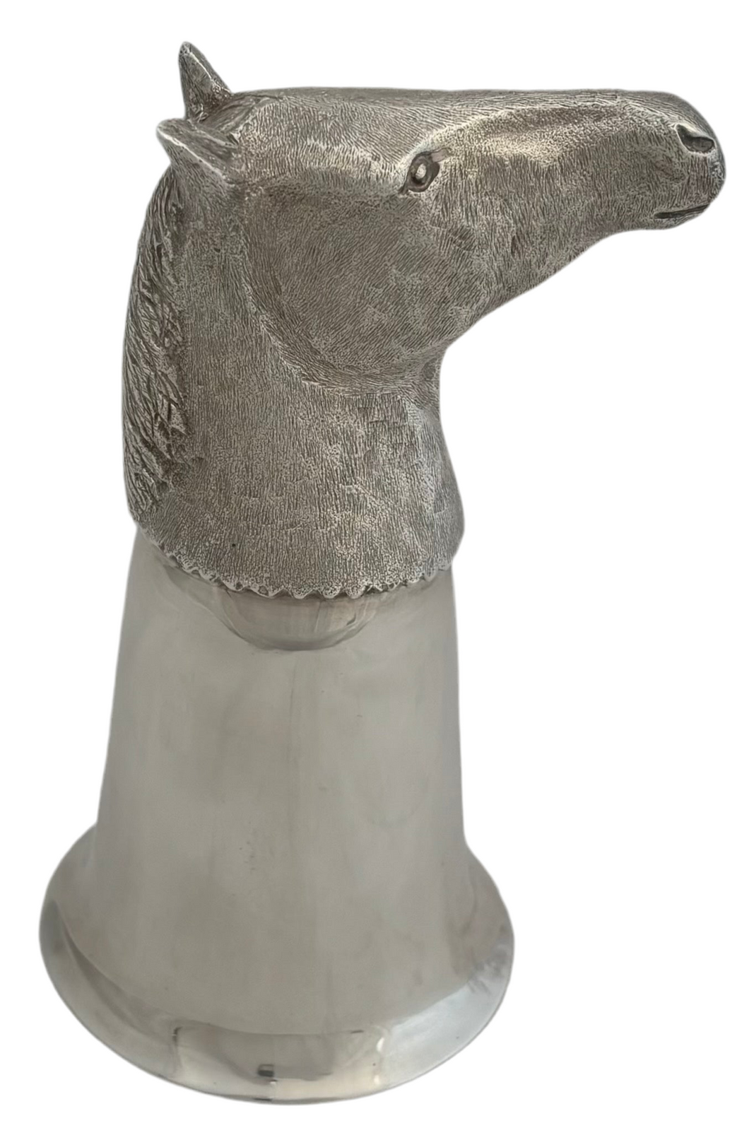 A Finely Cast Silver Plated Horse Head Stirrup Cup, 20th Century.