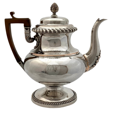 Late Georgian Old Sheffield Plate Pedestal Teapot, circa 1825.