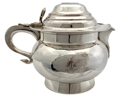 19th Century Silver Plated Ale Jug Inset with George III 1799 Halfpenny Coin.