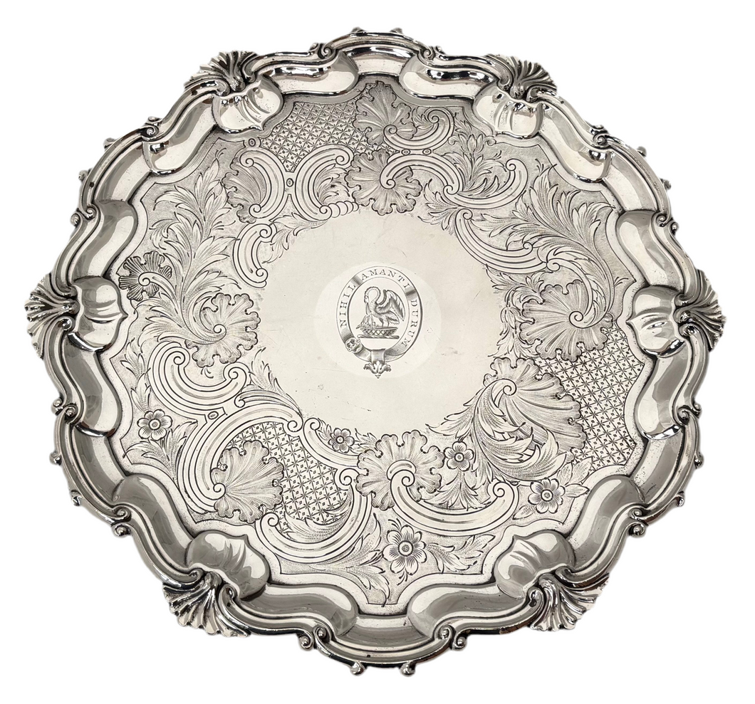 Georgian Old Sheffield Plate Salver, Crested for Reid. Blagden, Hodgson & Co., Sheffield, Circa 1820.