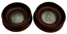 Napoleon & Josephine, Early 19th Century Pair of Framed & Glazed Mahogany Roundels Enclosing Portrait Profile Medallions.