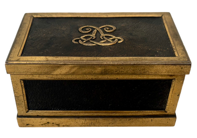 Victorian Gilt Metal & Leather Table Vesta, circa 1860.