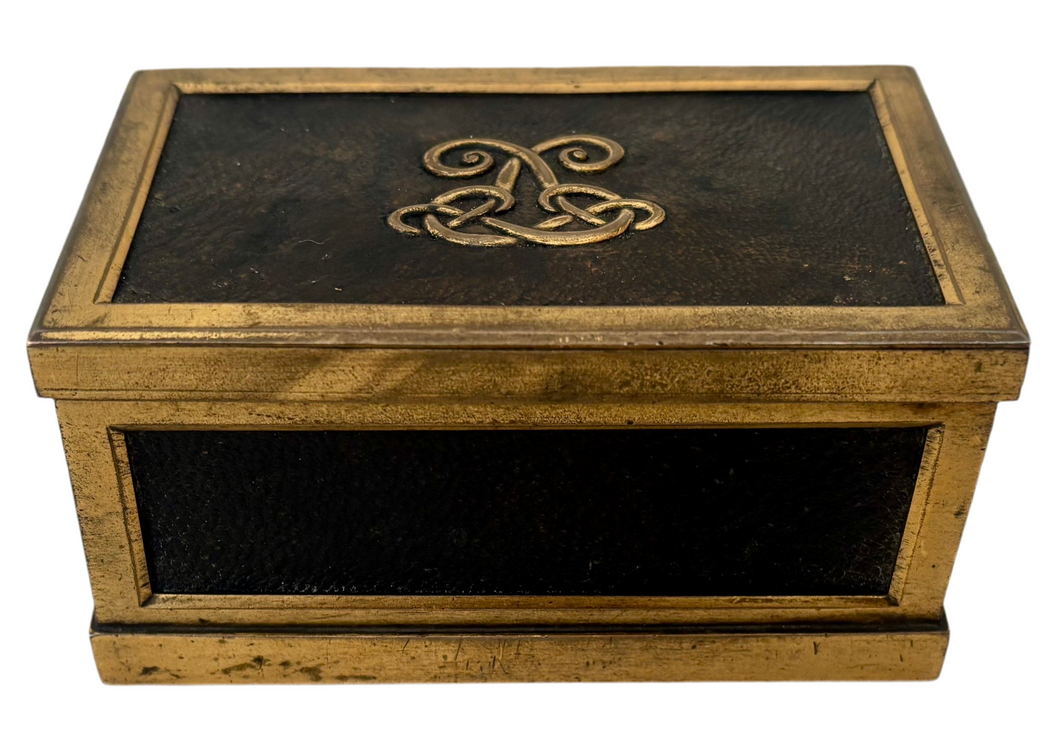 Victorian Gilt Metal & Leather Table Vesta, circa 1860.