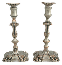 Early Victorian Pair of Silver Plate on Copper Tapersticks, circa 1850.