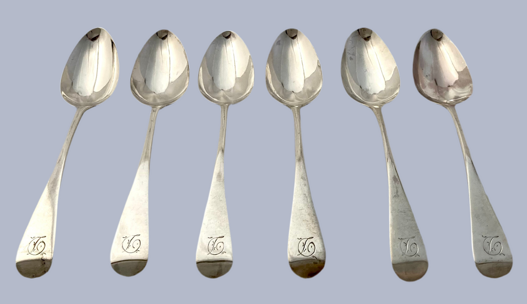 George III Six Silver Teaspoons. London 1810 George Wintle. 2.5 troy ounces.