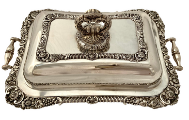 George IV Old Sheffield Plate Entree Dish, Cover & Warming Stand.