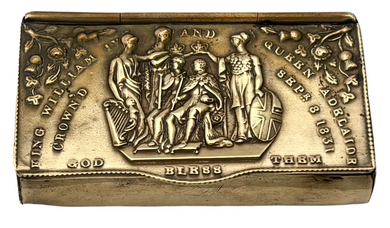 William IV & Queen Adelaide 1831 Coronation Brass Snuff Box.