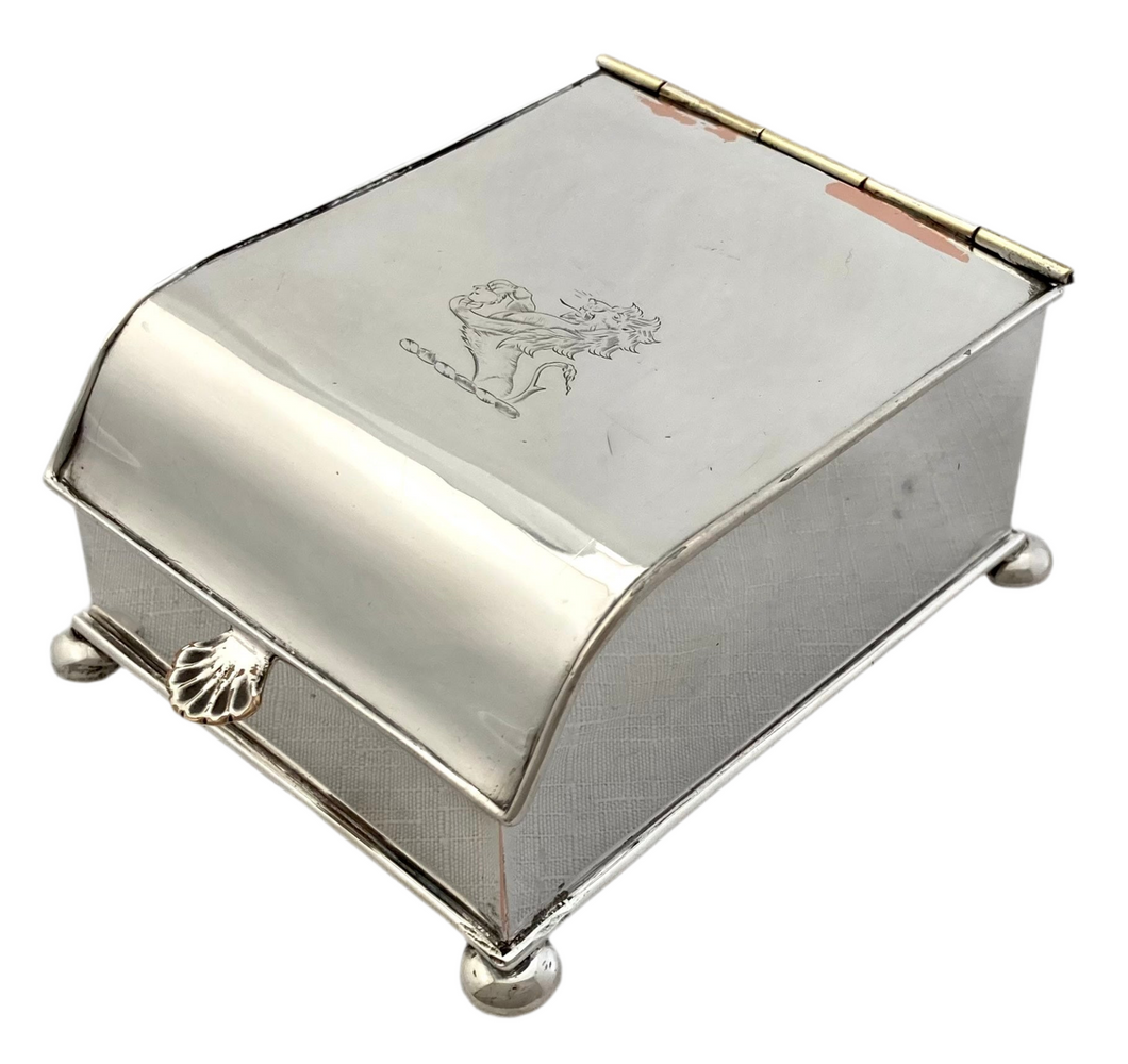 Late Georgian Old Sheffield Plate Crested Inkstand. Circa 1830.
