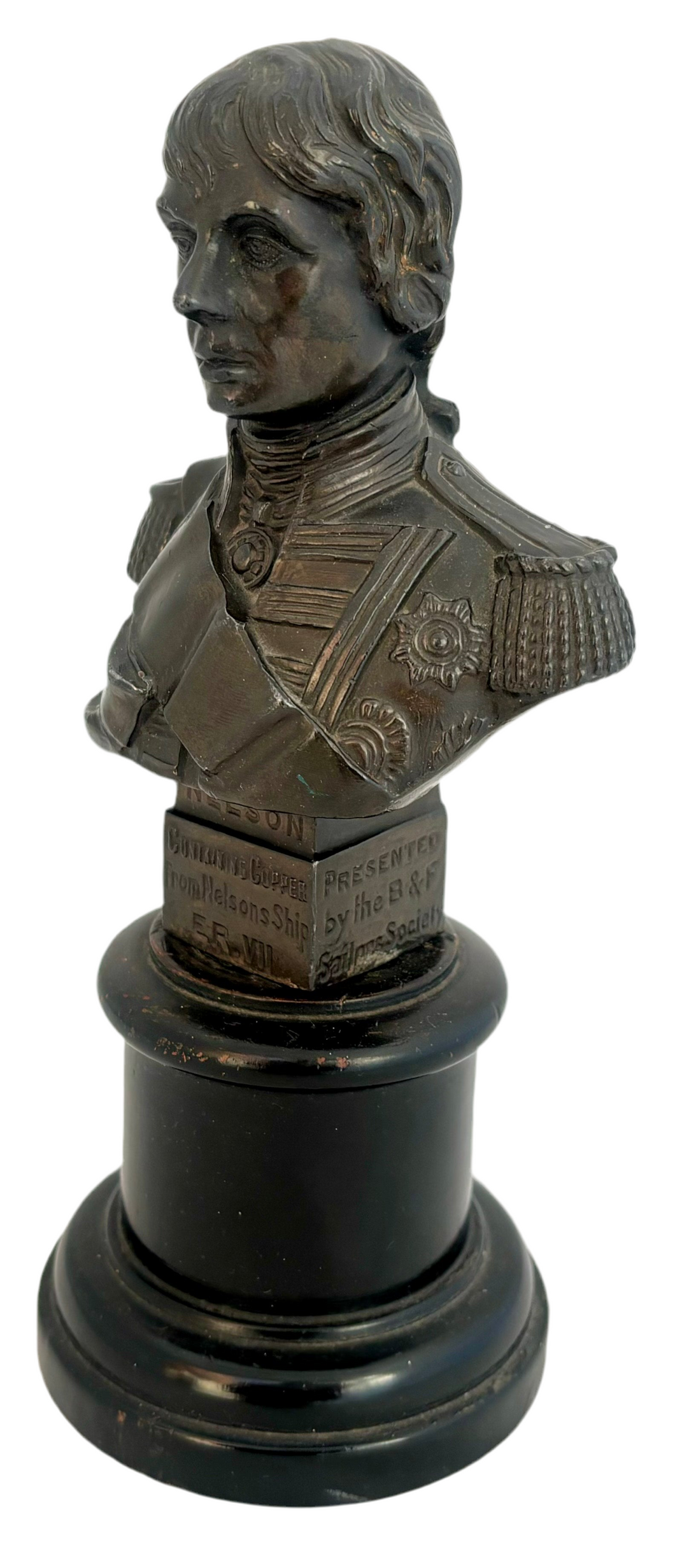 Vice Admiral Viscount Nelson Centenary Copper Bust, Cast With HMS Victory Copper.