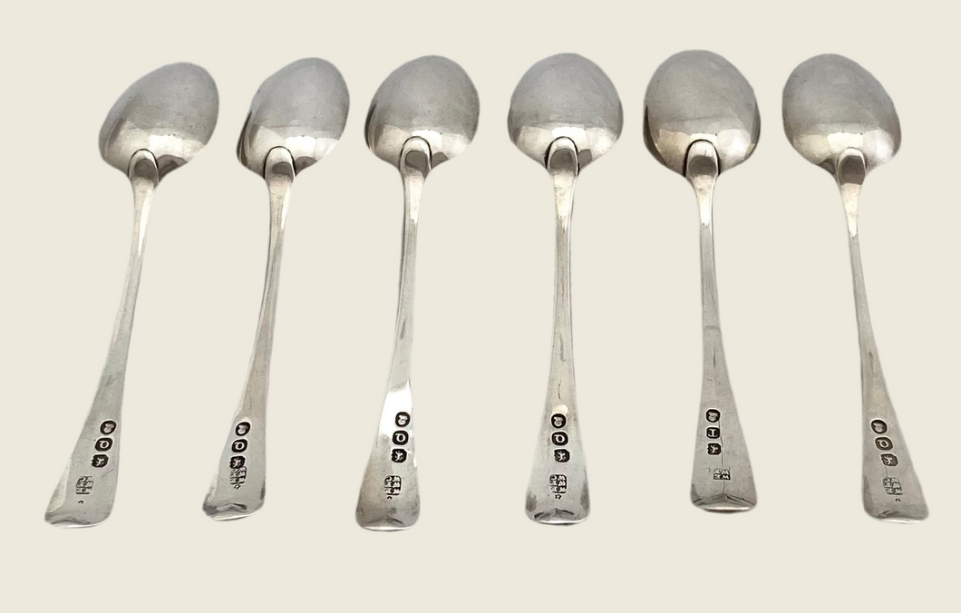 Six George III Silver Teaspoons. London 1811/14 Eley, Fearn & Chawner. 2.5 troy ounces.