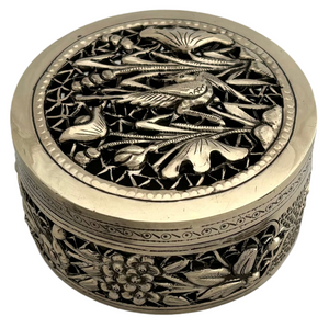 Naturalistic White Metal Pierced Box & Cover.