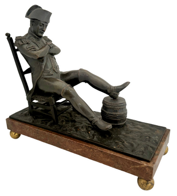 Napoleon Bonaparte at the Bivouac, 19th Century Seated Bronze Figure.