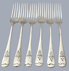 5th Battalion Sherwood Foresters, Nottinghamshire & Derby Regiment, Silver Plated Table Forks.
