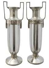 Pair of Art Deco WMF Silver Plated & Glass Vases.