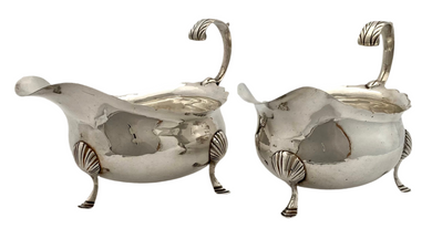 Georgian, George III, Pair of Silver Sauce Boats. London 1762 Benjamin Bickerton. 10 troy ounces.