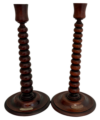 HMS Britannia, Pair of Candlesticks Made Using Ship's Timber, circa 1905.