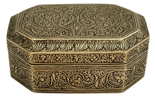 Anglo Indian Canted & Engraved Brass Table Snuff Box.