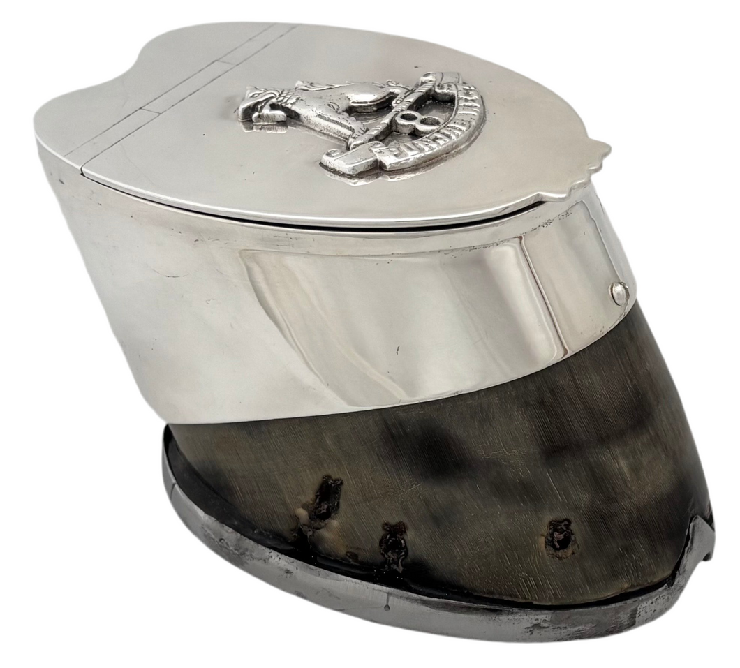 8th Punjab Regiment, British Indian Army, Silver Plated Horse Hoof Inkwell. Mappin & Webb, circa 1930.