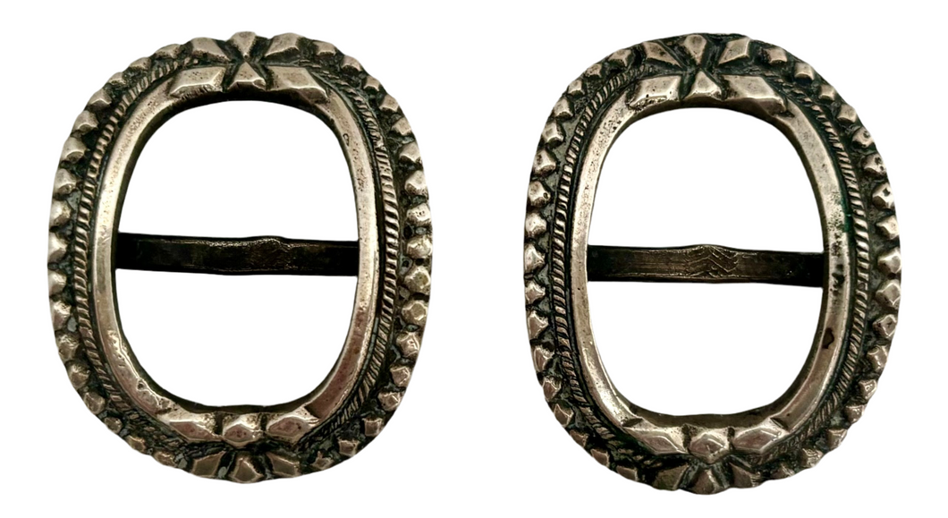 Pair of Early 19th Century Continental White Metal Buckles.