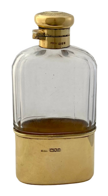 George V Silver Gilt & Cut Glass Hip Flask. London 1912/13 Asprey & Co Ltd.