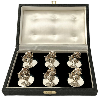 Elizabeth II Silver Rose Place Card Holders, Birmingham 1998/99. 3.2 troy ounces.