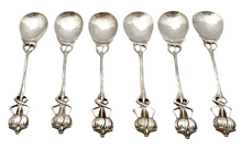 Six Arts & Crafts Coffee Spoons with Entrelac Stems & Seed Pod Terminals.