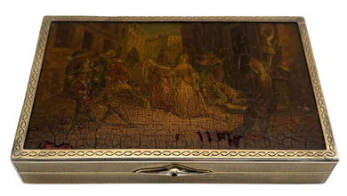 Early 20th Century French Silver Gilt Snuff Box, With Inset Picture Panel. 5.3 troy ounces.