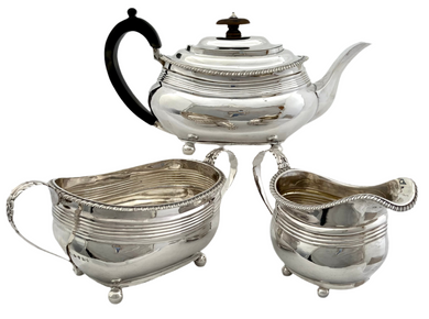 George III Matched Silver Tea Set. London 1814 -20. 31.7 troy ounces.