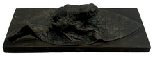 Victorian Naturalistic Bronze Frog & Leaf Desk Weight.