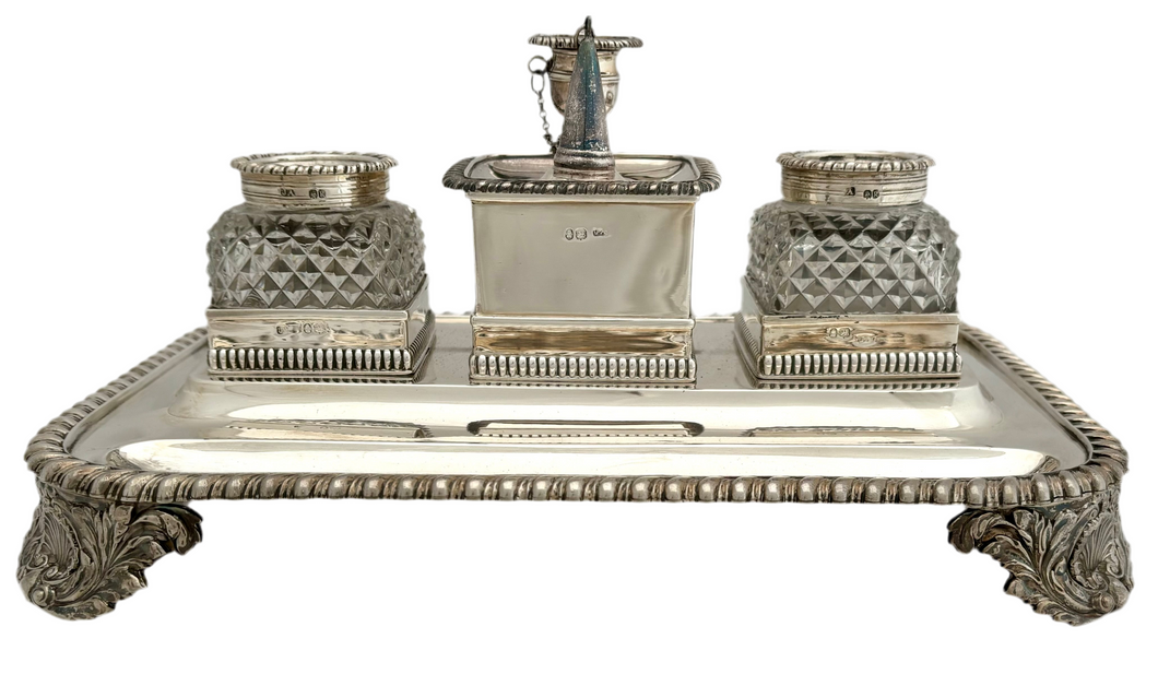 Georgian, George IV, Silver Inkstand. London 1825 Joseph Angell I. 50.7 troy ounces.