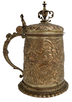 A 19th Century Gilt Copper Electrotype Copy of a 17th Century German Tankard.
