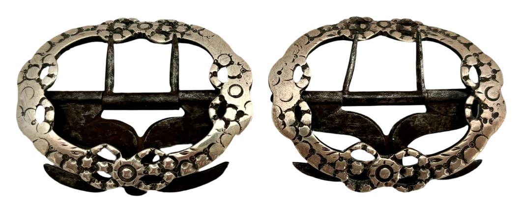 Georgian, George III, Pair of Silver & Steel Buckles. William Pinder, London, circa 1770- 90.