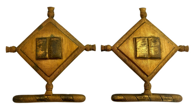 19th Century Pair of Gilt Metal Heraldic Mounting Plaques.