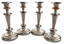 Late Georgian Set of Four Old Sheffield Plate Candlesticks. Blagden, Hodgson & Co. Sheffield, circa 1830 - 1835.