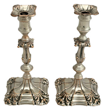 Early Victorian Pair of Silver Plate on Copper Tapersticks, circa 1850.