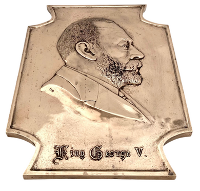 Large George V Gilt Brass Relief Memorial Plaque, Dated 1936.