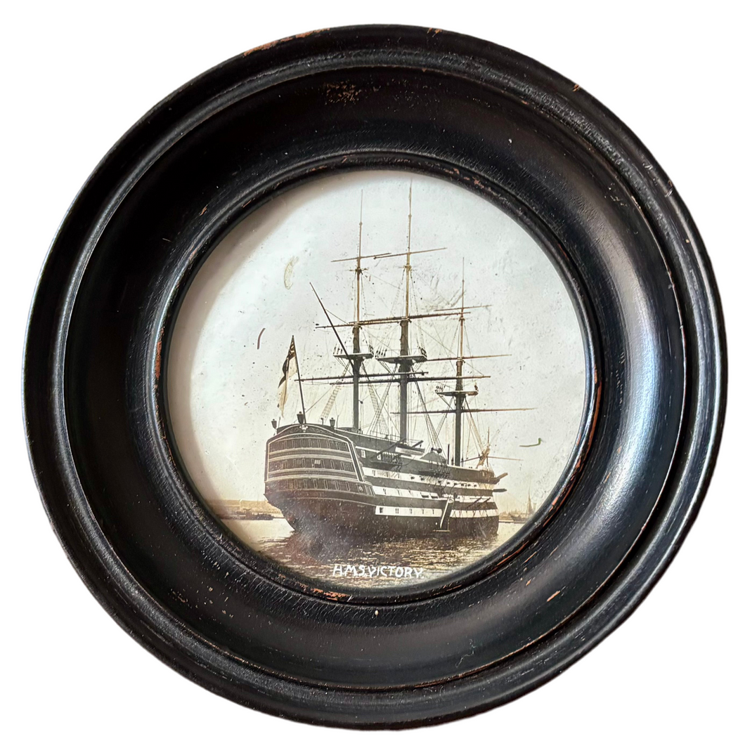 HMS Victory Photograph Roundel, Gale & Polden of Portsmouth, circa 1930 - 1950.