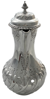 Georgian, George II, Silver Hot Water Jug. London 1759 Thomas Whipham & Charles Wright. 21.5 troy ounces.