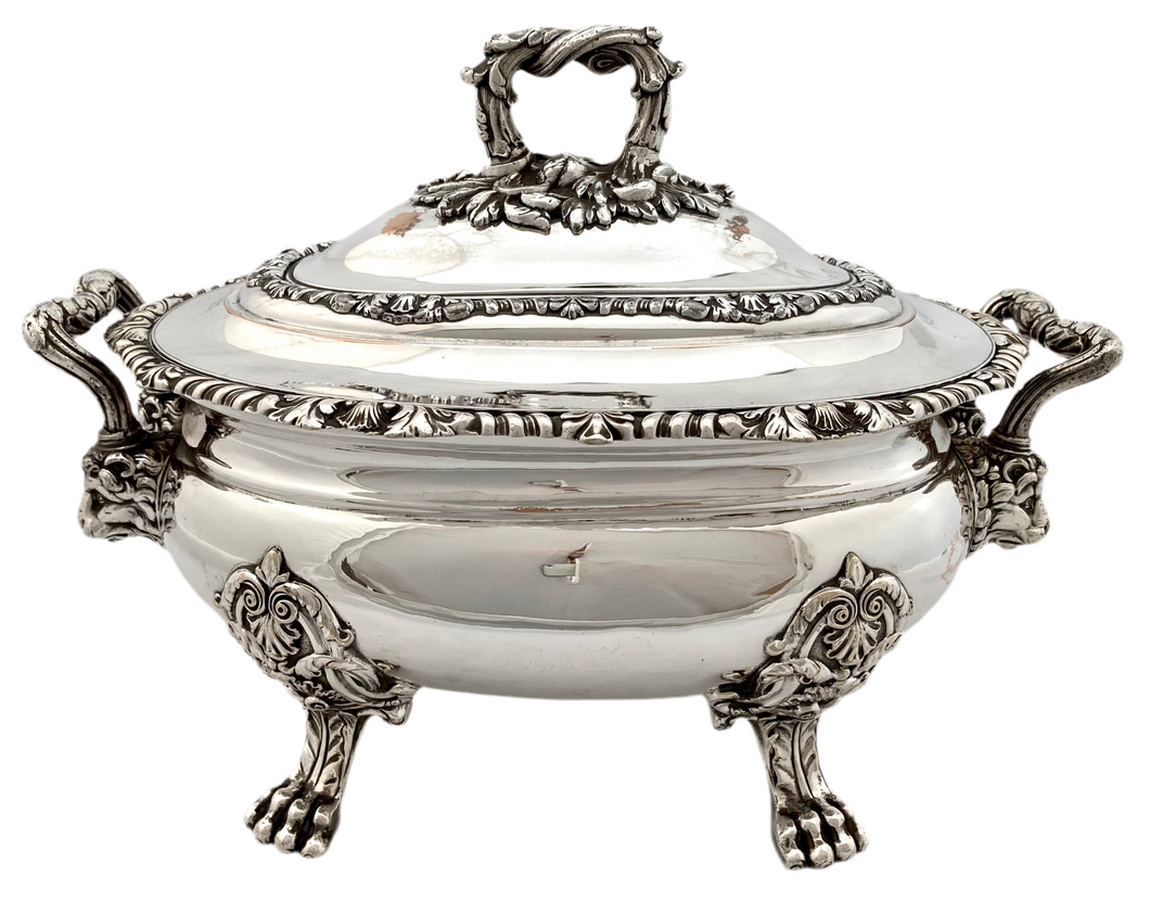 Victorian Silver Plated Lion Mask Soup Tureen, circa 1850